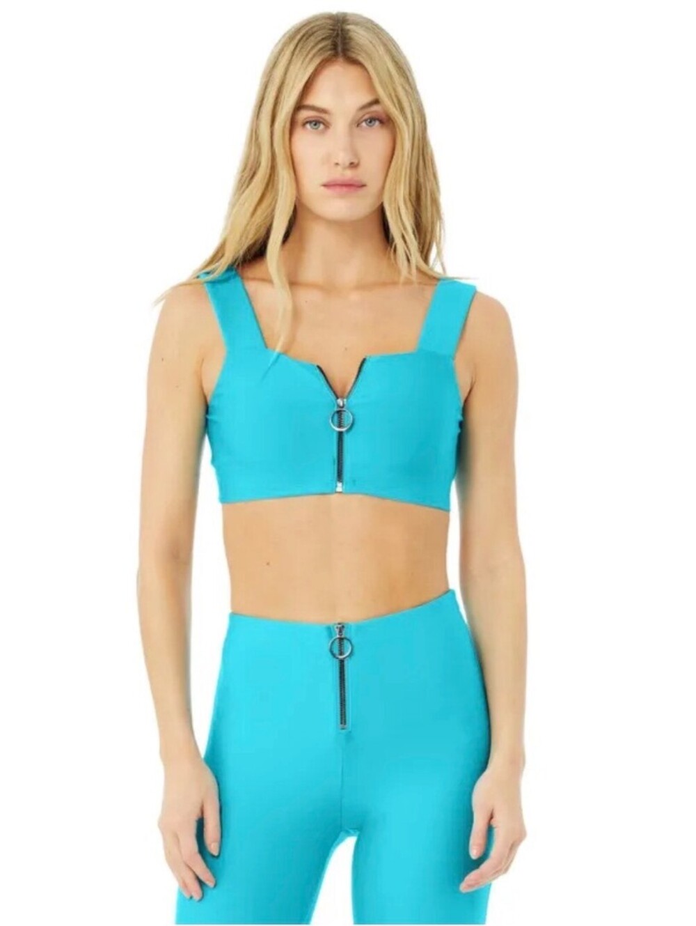 Alo Fast sports bra Zip Front Turquoise M